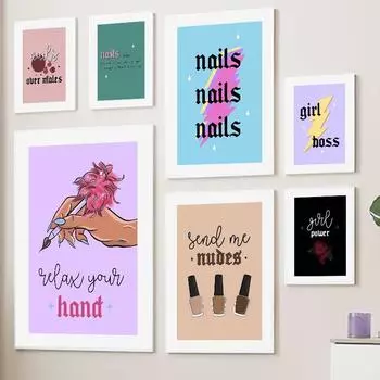 Ручные ногти Tech Over Males Girl Power Boss Art Холст Картина Плакаты на скандинавскую тему и принты Настенные картины для декора гостиной Без рамки 21*30cm