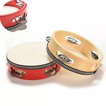 Ручные погремушки Барабан деревянный барабан музыкальный инструмент Детская игрушка Прочная классическая игрушка-бубен 15cm*4.5cm красный