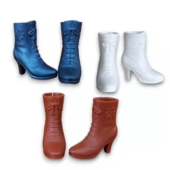 RUCY SHOP Doll Shoes 3 Pairs Boots 3 Pair Set Compatible Doll Licca Boots Black White Brown Short Boots 3 Pair Set Licca-chan 1/6