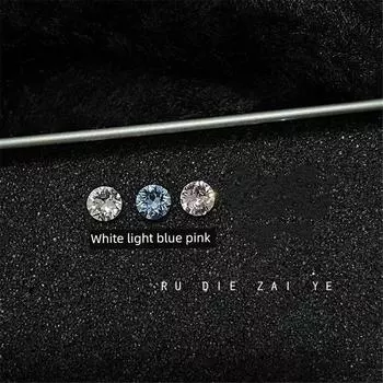 Rudie in the Wild 6mm Huazi Cross Ear Bone Stud Combination Flash Titanium Steel Flats Ear Ear Bone Pin Double Ear-Hole Ear Studs 6mm White 1