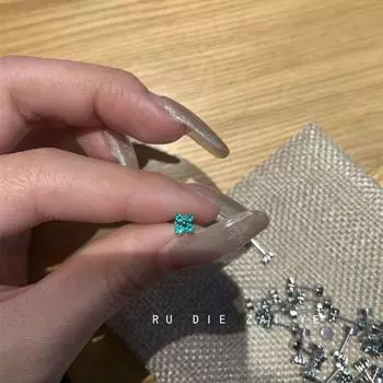 Rudie in Wild Mint Green Tea ~ Mini Clover Ear Bone Stud Titanium Steel Small Ear Ear Bone Pin Fancy Ear Studs A mint tea