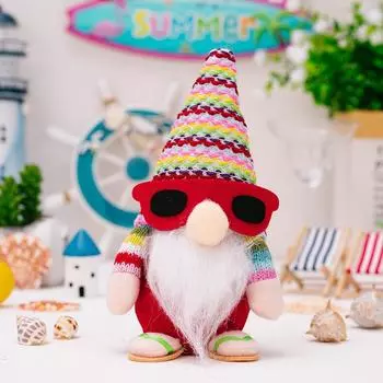 Rudolf Summer Charming Doll With Sunglasses For Cozy Home Dcor And Settings Festive Summer Red Doll