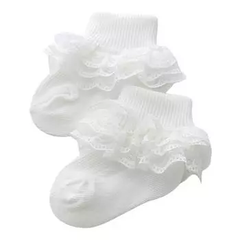 RUEWEY Baby Socks Items Accessories Newborn Girl Clothes Eyelet Frilly Lace Baptism Baby Socks Clothing for Kids Girls 6-12 Months