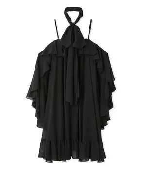 Ruffle Design Dress RWFO251083 BLK [Fur Fur] Women s чёрный