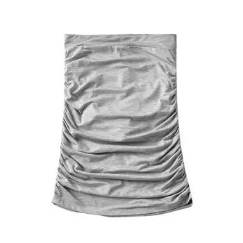 Ruffle Hip Skirt Layered Texture Effect Wrapped Body Straight-leg Underpants Fashion Tape Elastic Thin Women s Skirt Light gray S