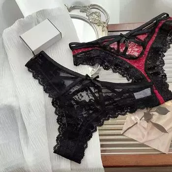 Ruffle Lace Flower Transparent Briefs Thong Mesh Floral Bowknot Panties Quick Drye Girl