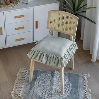 Ruffles Chair Cushion Princess Flouncing Dinning Chair Pat Stuffed Seat Pad Frill Linen Cotton Floor Mat Tatami Backrest Pillow