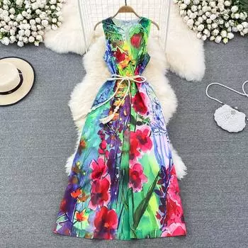 RUGOD 2022 летнее легкое и знакомое стильное свободное платье трапециевидной формы без рукавов с v-образным вырезом на талии и бантом