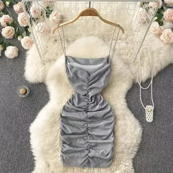 RUGOD 2022, летнее новое дизайнерское плиссированное платье с узкой талией и тонкой сумкой на бретельках на бретельках