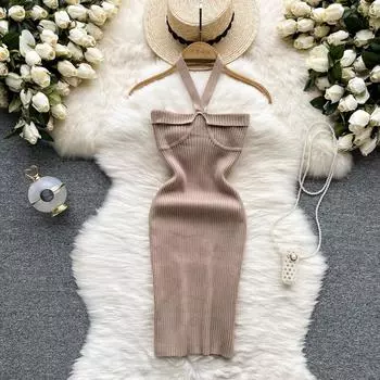 RUGOD 2022, летнее новое милое облегающее платье с открытыми плечами, тонкая сексуальная сумка-топ, эластичное трикотажное платье на бедрах, женское выставочное платье