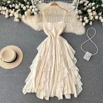 RUGOD 2022, летнее новое темпераментное, милое, красивое платье феи с французской талией, с тонкой, нежным ветром, нерегулярное платье феи первой любви