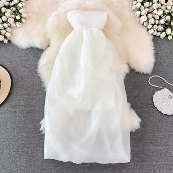 RUGOD 2022 летнее новое тонкое платье трапециевидной формы без рукавов с легкой ветровой талией, женское платье трапециевидной формы из пушистой сетки