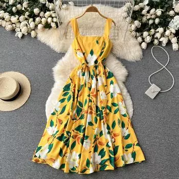 RUGOD 2022, летнее платье феи французского ретро в стиле литературы и искусства с небольшой свежей талией и милым ветром, тонкое и большое свободное платье