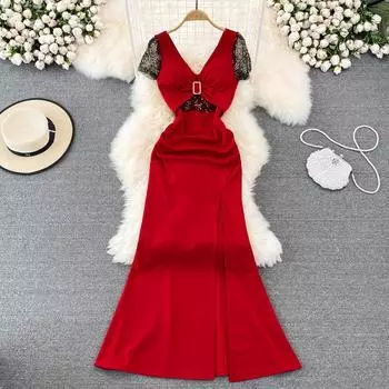 RUGOD 2022, летняя модная сексуальная облегающая сумка с v-образным вырезом и кружевной строчкой, сумка на бедрах с короткими рукавами