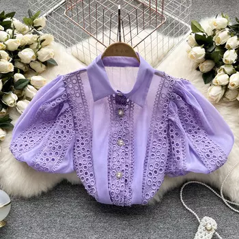 RUGOD 2022, летняя новая рубашка с цветочным фонарем и короткими рукавами в дворцовом стиле, женская тонкая универсальная рубашка в западном стиле, новинка 2022 года