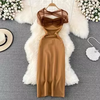 RUGOD 2022 Лето Новое модное темпераментное женственное платье с открытой спиной и квадратным вырезом, облегающее платье на бедрах