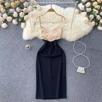 RUGOD 2022 модное сексуальное платье одинакового цвета с высокой талией, тонкое платье с открытой спиной и без бретелек на подтяжках, легкое платье на бедрах с запахом ветра, длинное платье