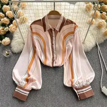 RUGOD 2022, новая женская стильная женская рубашка, женская рубашка с сердечком, плиссированная, облегающий топ с короткими рукавами-пузырьками, женский весенний