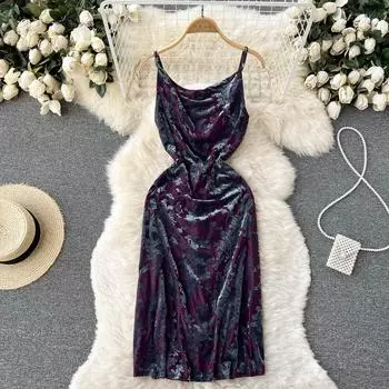 RUGOD 2022, платье на подтяжках с французским цветочным дизайном, новое тонкое женское платье в стиле богини, темпераментное, сексуальное, с запахом бедра