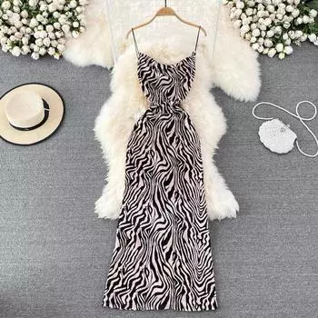 RUGOD 2022 Высококачественное сексуальное платье в стиле ретро с v-образным вырезом, облегающее платье на подтяжках и открытой спиной, морское праздничное платье