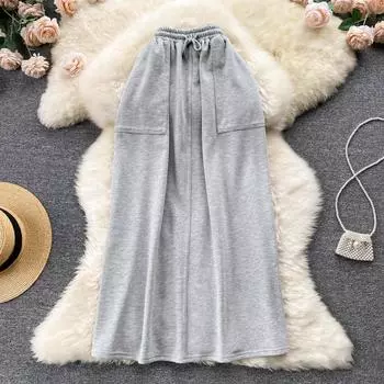 RUGOD 2022, весенне-летняя новая корейская версия, шикарная повседневная спортивная стильная юбка с карманами и высокой талией, женская юбка средней длины в один шаг