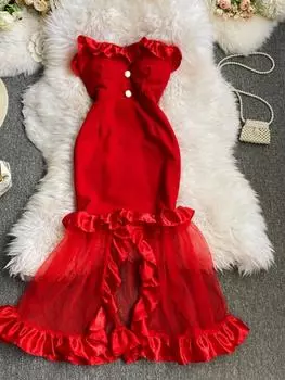 RUGOD 2022, весеннее новое темпераментное сексуальное платье без бретелек «рыбий хвост» с тонкой талией и элитное атмосферное платье для ежегодного собрания и ужина