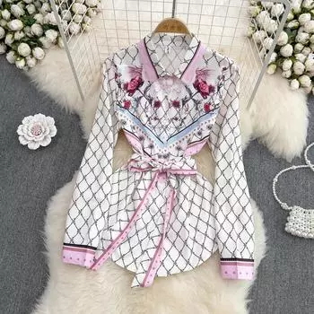 RUGOD 2022, весеннее однобортное платье-рубашка в европейском стиле с лацканами, модное короткое платье трапециевидной формы с талией