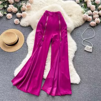 RUGOD Design Sense Нишевые тонкие свободные повседневные широкие брюки с высокой талией, новые летние брюки с разрезом