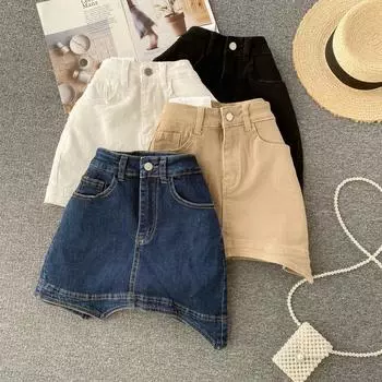 RUGOD Джинсовый новый летний дизайн Sense Of Minority нерегулярные универсальные короткие юбки-трапеции с высокой талией Брюки предотвращают потерю света