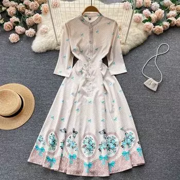 RUGOD European Station 2022, новое летнее платье трапециевидной формы средней длины с талией и тонким платьем трапециевидной формы с большим свободным силуэтом и длинным платьем