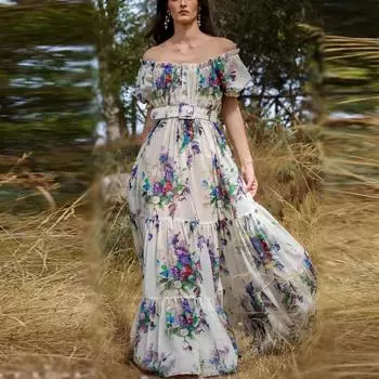 RUGOD European Station 2022 женская одежда в подиумном стиле сексуальное длинное платье на одно плечо с короткими рукавами и эластичной резинкой на талии One Size