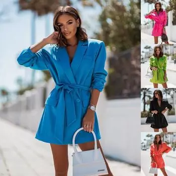 RUGOD Европа и США, новая осенне-зимняя женская модная куртка с длинными рукавами и ремешками для уличного костюма с воротником S зелёный