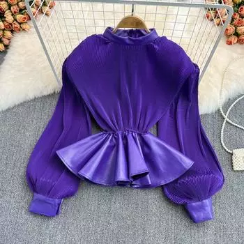 RUGOD европейский и американский топ, женская дизайнерская ниша, универсальная короткая рубашка со складками и оборками на талии для тяжелой промышленности