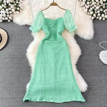 RUGOD французское платье первой любви, женское летнее платье 2022, новый дизайн, тонкое платье трапециевидной формы с квадратным воротником и короткими рукавами на талии