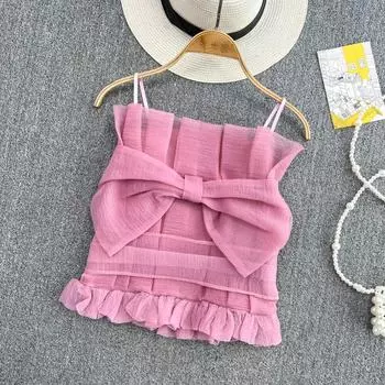 RUGOD галстук-бабочка с деревянными ушками, жилет на подтяжках для женщин, летний дизайн, облегающий короткий топ без бретелек «Чувство меньшинства»