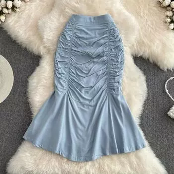 RUGOD Юбка-рыбий хвост, полуюбка, новинка лета 2022, юбка трапециевидной формы с высокой талией, модная неровная средняя и длинная юбка с запахом на бедрах