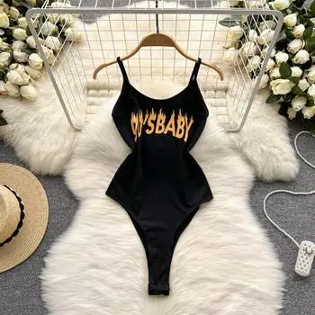 RUGOD Корейская версия модный комбинезон с принтом, лето 2022, новый облегающий комбинезон с буквенным принтом