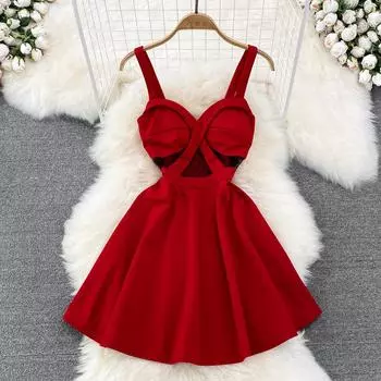 RUGOD Летнее модное платье на подтяжках, облегающее и с тонкой талией, сетчатое платье трапециевидной формы с открытой талией, большое свободное платье