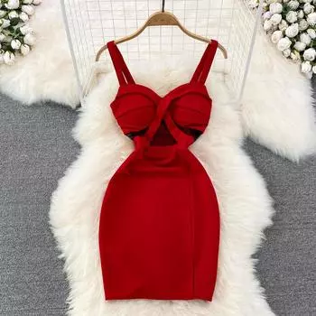 RUGOD Летнее модное сексуальное облегающее тонкое сетчатое прозрачное короткое платье без рукавов с открытой спиной и бедрами для женщин