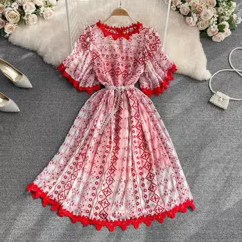 RUGOD летнее новое модное легкое платье трапециевидной формы с круглым вырезом и талией в зрелом стиле, элегантное большое длинное платье с открытой спиной