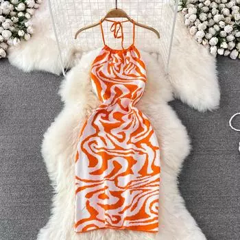 RUGOD летнее сексуальное эластичное облегающее короткое трикотажное платье без бретелек с открытой спиной и рукавами