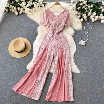 RUGOD, летний милый темпераментный кружевной комбинезон, тонкий, сексуальный, красивый, с широкими брюками сзади