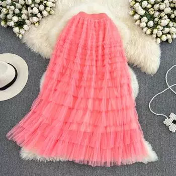 RUGOD летняя эластичная длинная юбка с высокой талией, длинная юбка трапециевидной формы с феей темперамента, пляжные юбки для женщин