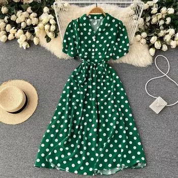 RUGOD Маленькое шифоновое платье Fresh Mori Super Fairy Темперамент с v-образным вырезом Среднее и длинное платье феи Platycodon Платье для французского чая-брейка One Size