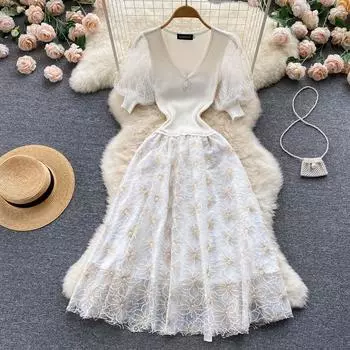 RUGOD милый девчачий дизайн женское платье принцессы новое летнее нежное стильное темпераментное платье с укороченной талией M чёрный