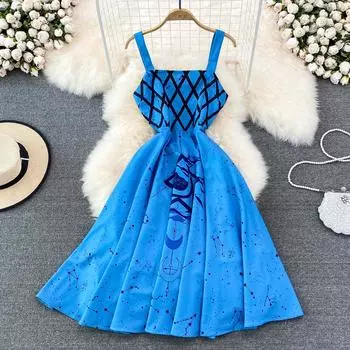 RUGOD модное платье на подтяжках, новинка лета 2022, корейская версия, топ без рукавов с высокой талией, нежное ветровое платье трапециевидной формы First Love