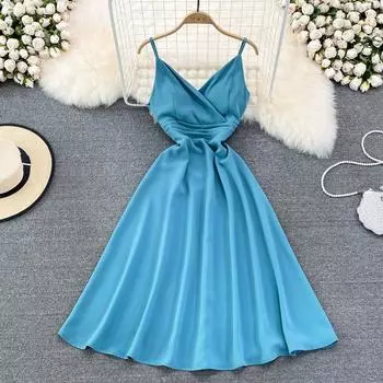 RUGOD модное платье трапециевидной формы с v-образным вырезом и открытой спиной на талии, тонкое пляжное платье для отдыха на Бали, лето 2022