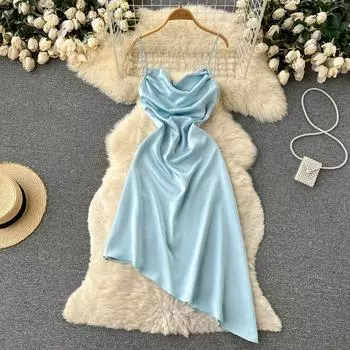 RUGOD нежное платье на подтяжках, лето 2022, новое платье трапециевидной формы с открытой спиной и ремонтом складок