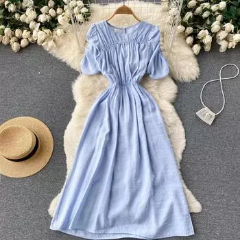 RUGOD нежное ветровое платье средней длины с талией, женское летнее платье 2022, французское платье феи с пышными рукавами, платье трапециевидной формы