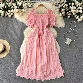 RUGOD однотонное платье во французском стиле для перерыва на чай, женское летнее новое тонкое и свежее платье первой любви в стиле ретро